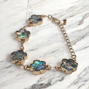 Bohemian Gold Iridescent Flower Fashion Charm Bracelet
